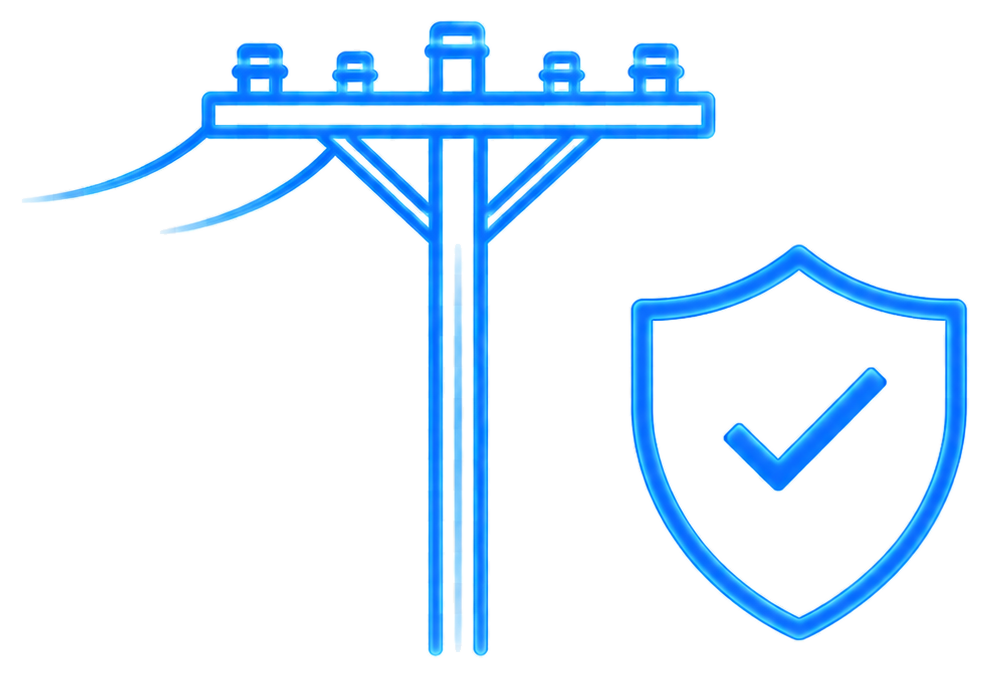Utility pole and shield illustration